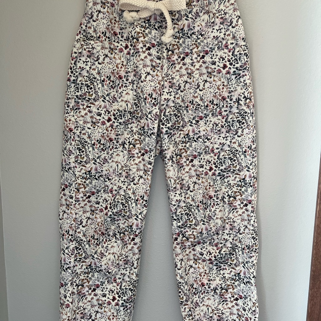 Women’s Floral Print Drawstring Jeans - White
